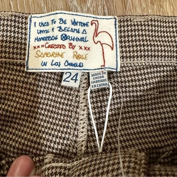 Sandrine Rose x Free People Houndstooth Button Trouser Dress Pant Size 24 NWT - Picture 7 of 12